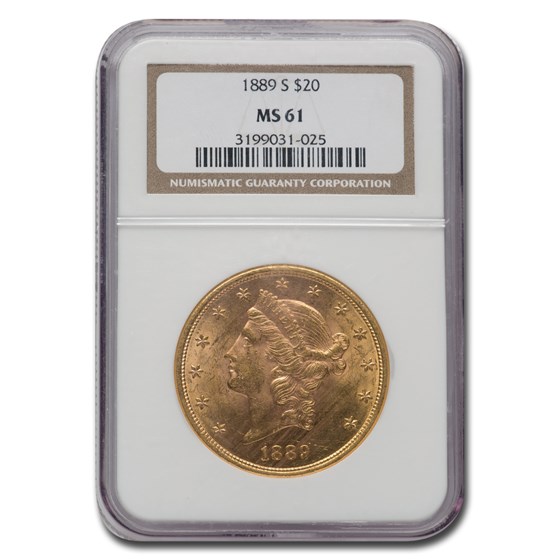 1889-S $20 Liberty Gold Double Eagle MS-61 NGC 1889-S $20 Liberty Gold Double Eagle MS-61 NGC