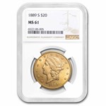 1889-S $20 Liberty Gold Double Eagle MS-61 NGC
