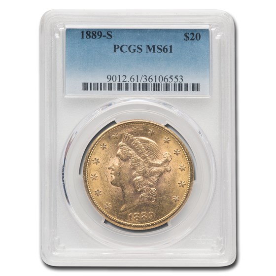 1889-S $20 Liberty Gold Double Eagle MS-61 PCGS 1889-S $20 Liberty Gold Double Eagle MS-61 PCGS