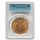 1889-S $20 Liberty Gold Double Eagle MS-61 PCGS