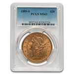 1889-S $20 Liberty Gold Double Eagle MS-61 PCGS