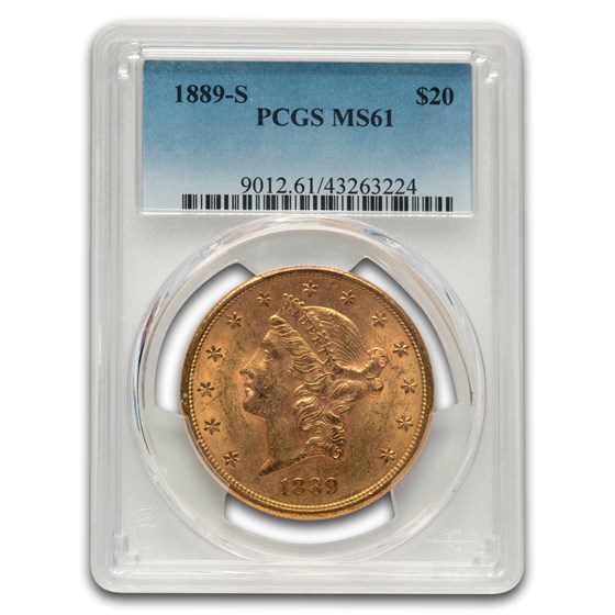 1889-S $20 Liberty Gold Double Eagle MS-61 PCGS