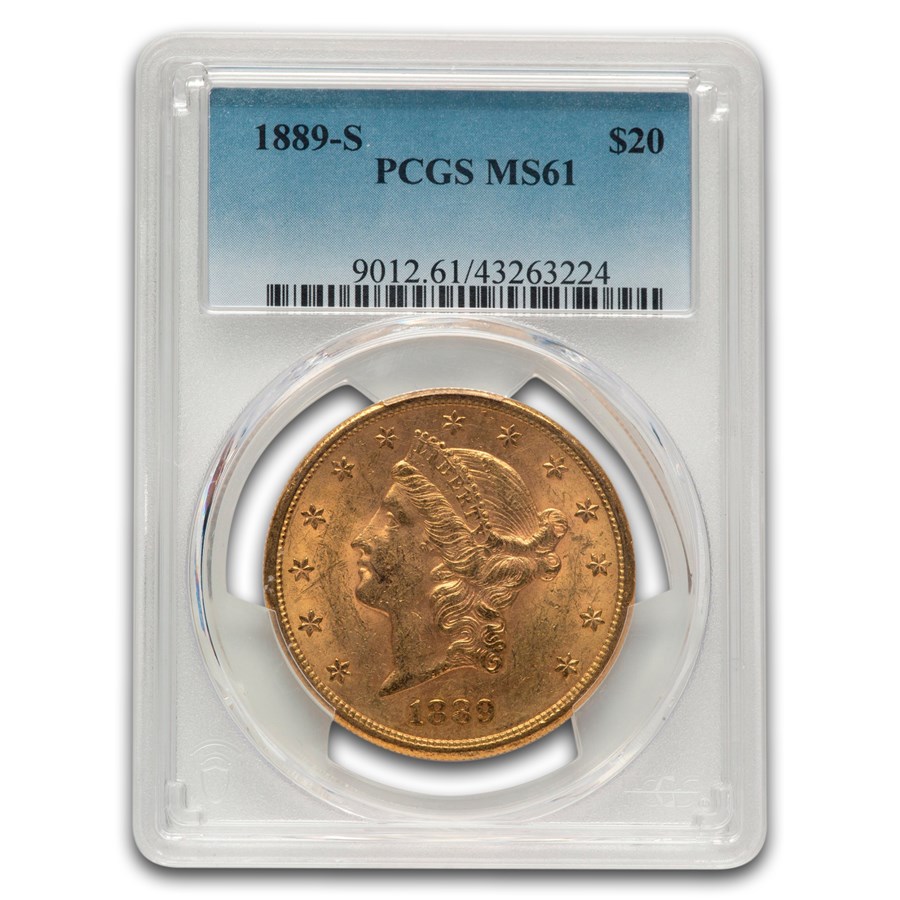 1889-S $20 Liberty Gold Double Eagle MS-61 PCGS