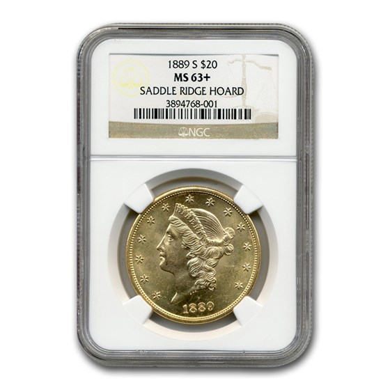 1889-S $20 Liberty Gold Double Eagle MS-63+ NGC (Saddle Ridge) 1889-S $20 Liberty Gold Double Eagle MS-63+ NGC (Saddle Ridge)