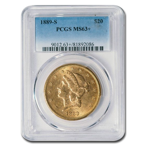 1889-S $20 Liberty Gold Double Eagle MS-63+ PCGS
