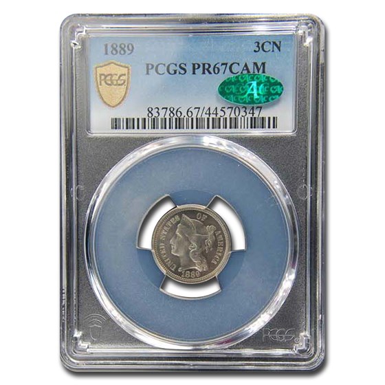 1889 Three Cent Nickel PR-67 Cameo PCGS CAC 1889 Three Cent Nickel PR-67 Cameo PCGS CAC