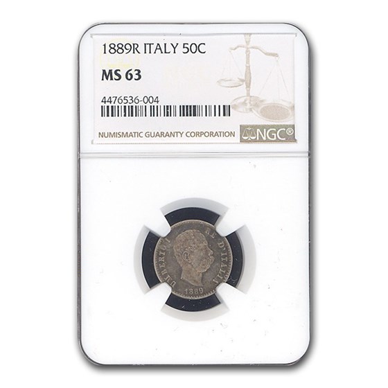 1889R Italy 50 Centesimi Umberto I MS-63 NGC 1889R Italy 50 Centesimi Umberto I MS-63 NGC