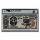 1890 $1.00 Treasury Note Stanton CH XF-45 PMG (Fr#347)