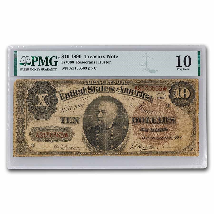 Buy 1890 $10.00 Treasury Note Sheridan VG-10 PMG (Fr#366) | APMEX