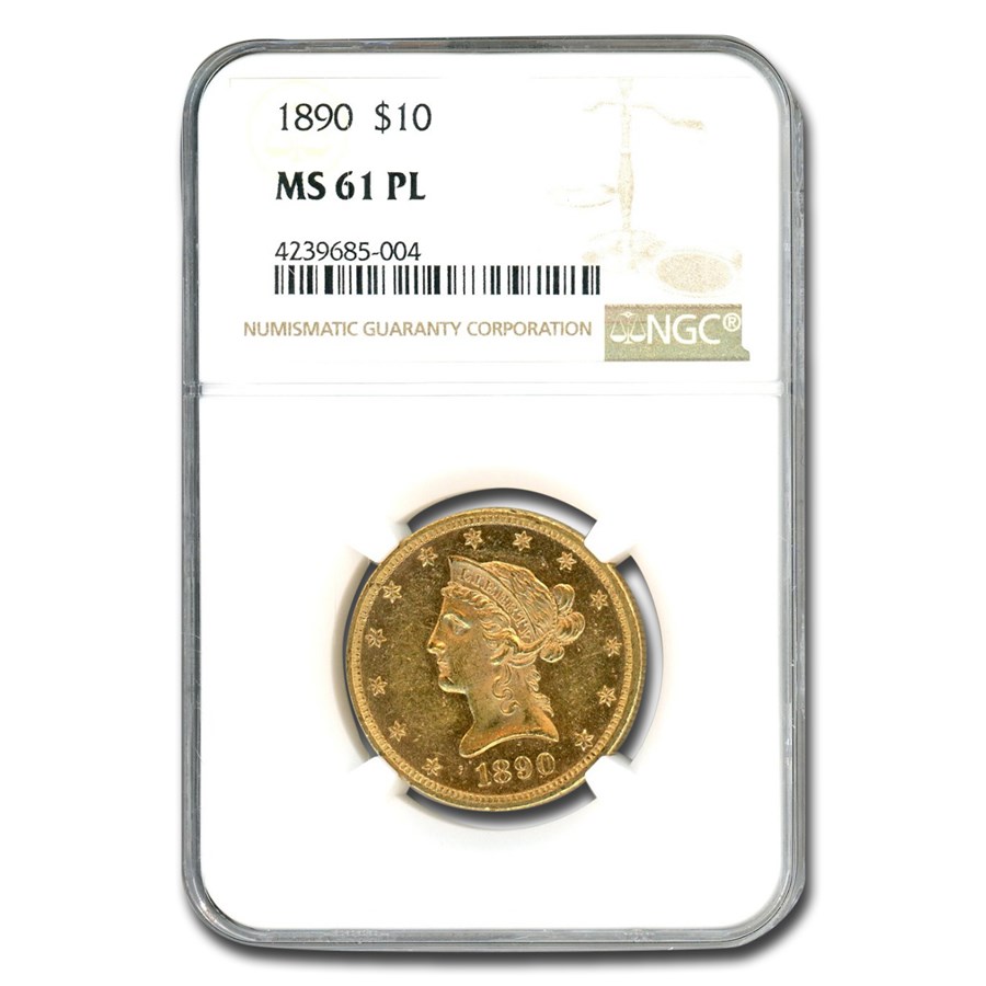 1890 $10 Liberty Gold Eagle MS-61 NGC (PL)