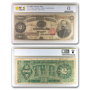1890 $2.00 Treasury Note James B. McPherson F-12 PCGS (Fr#355)