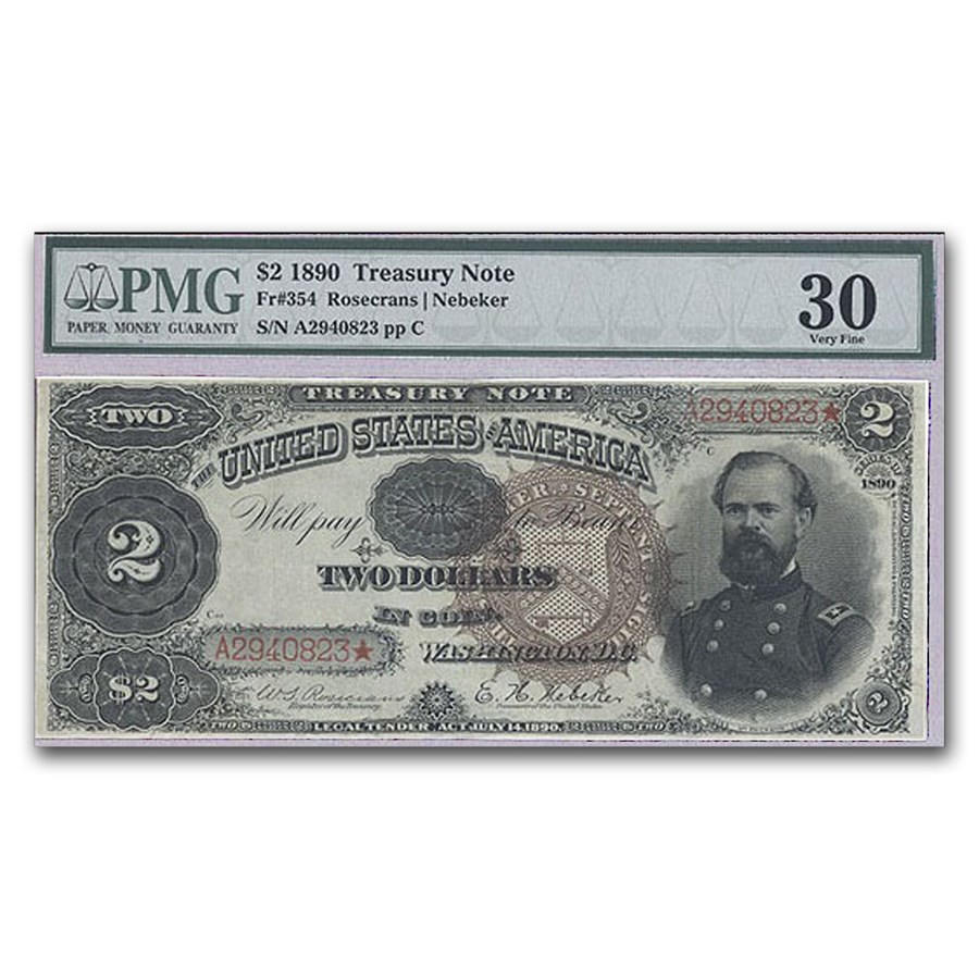 Buy 1890 $2.00 Treasury Note VF-30 PMG (General James B. McPherson) | APMEX