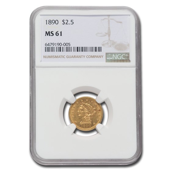 1890 $2.50 Liberty Gold Quarter Eagle MS-61 NGC 1890 $2.50 Liberty Gold Quarter Eagle MS-61 NGC