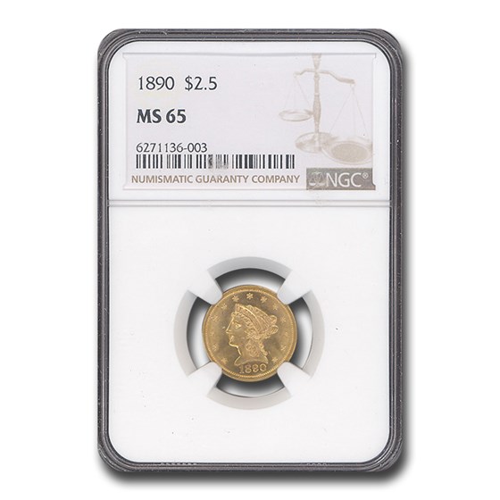 1890 $2.50 Liberty Gold Quarter Eagle MS-65 NGC