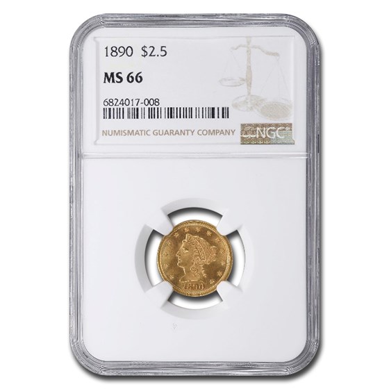 1890 $2.50 Liberty Gold Quarter Eagle MS-66 NGC