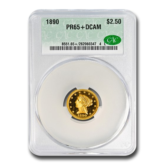 1890 $2.50 Liberty Gold Quarter Eagle PR-65+ DCAM CACG 1890 $2.50 Liberty Gold Quarter Eagle PR-65+ DCAM CACG