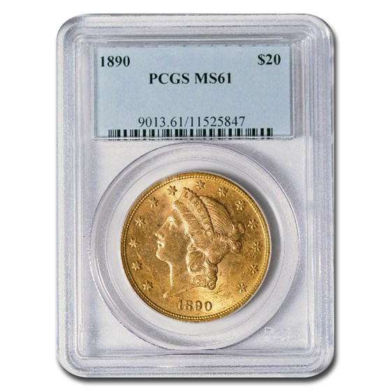 1890 $20 Liberty Gold Double Eagle MS-61 PCGS