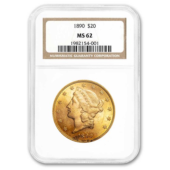 1890 $20 Liberty Gold Double Eagle MS-62 NGC 1890 $20 Liberty Gold Double Eagle MS-62 NGC