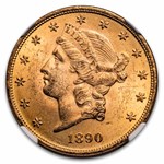 1890 $20 Liberty Gold Double Eagle MS-62+ NGC