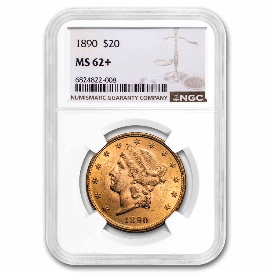 1890 $20 Liberty Gold Double Eagle MS-62+ NGC