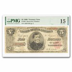 1890 $5.00 Treasury Note General Thomas F-15 PMG (Fr#361)
