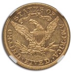 1890 $5 Liberty Gold Half Eagle AU-58 NGC