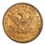 1890 $5 Liberty Gold Half Eagle MS-61 PCGS
