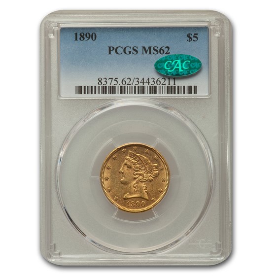 1890 $5 Liberty Gold Half Eagle MS-62 PCGS CAC 1890 $5 Liberty Gold Half Eagle MS-62 PCGS CAC