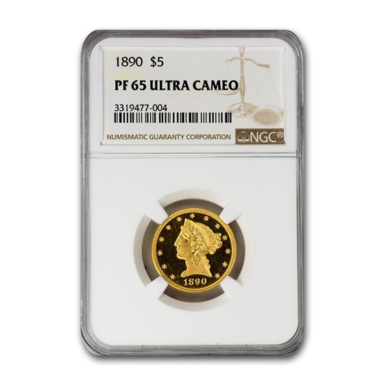 1890 $5 Liberty Gold Half Eagle PF-65 UCAM NGC 1890 $5 Liberty Gold Half Eagle PF-65 UCAM NGC