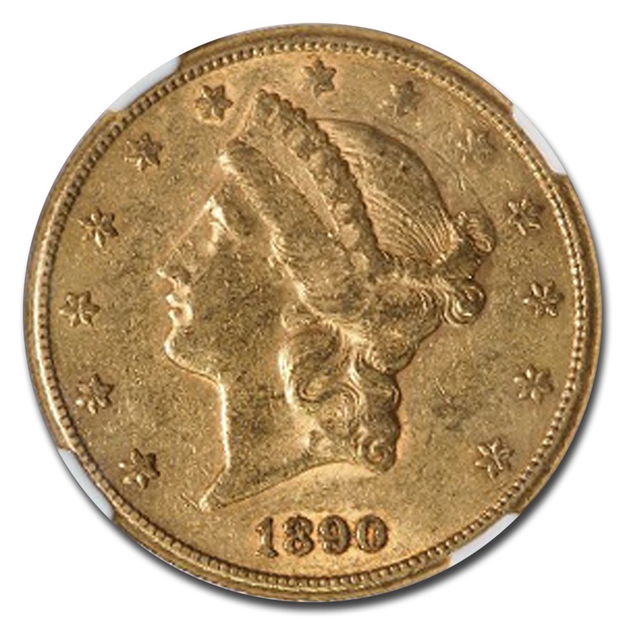 1890-CC $20 Liberty Gold Double Eagle AU-55 NGC CAC