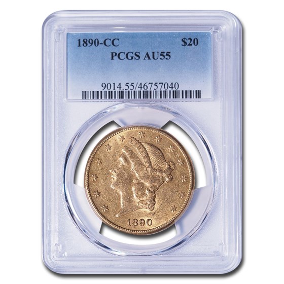 1890-CC $20 Liberty Gold Double Eagle AU-55 PCGS 1890-CC $20 Liberty Gold Double Eagle AU-55 PCGS