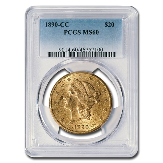 1890-CC $20 Liberty Gold Double Eagle MS-60 PCGS 1890-CC $20 Liberty Gold Double Eagle MS-60 PCGS