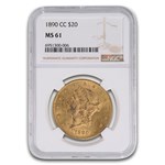 1890-CC $20 Liberty Gold Double Eagle MS-61 NGC