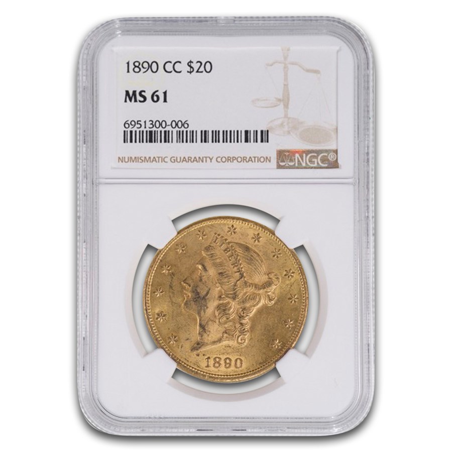 1890-CC $20 Liberty Gold Double Eagle MS-61 NGC
