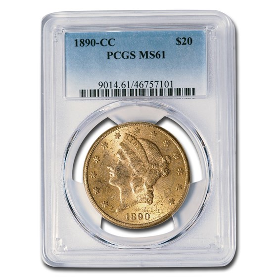 1890-CC $20 Liberty Gold Double Eagle MS-61 PCGS 1890-CC $20 Liberty Gold Double Eagle MS-61 PCGS