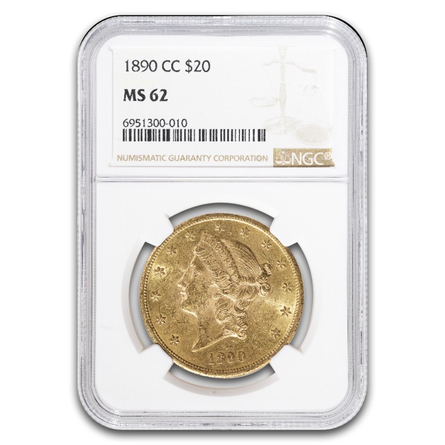 1890-CC $20 Liberty Gold Double Eagle MS-62 NGC