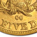 1890-CC $5 Liberty Gold Half Eagle AU-55 NGC