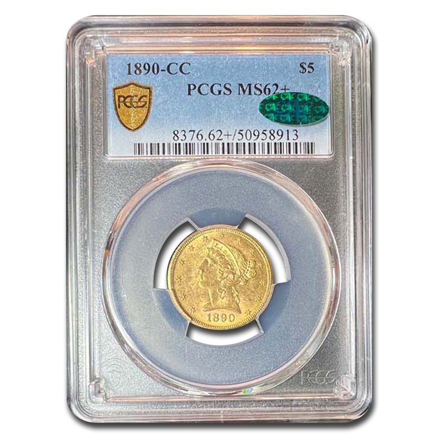 1890-CC $5 Liberty Gold Half Eagle MS-62+ PCGS CAC