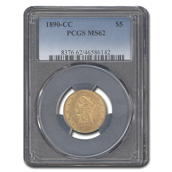 1890-CC $5 Liberty Gold Half Eagle MS-62 PCGS 1890-CC $5 Liberty Gold Half Eagle MS-62 PCGS