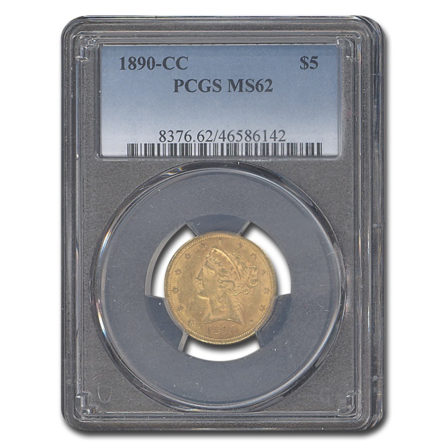 1890-CC $5 Liberty Gold Half Eagle MS-62 PCGS