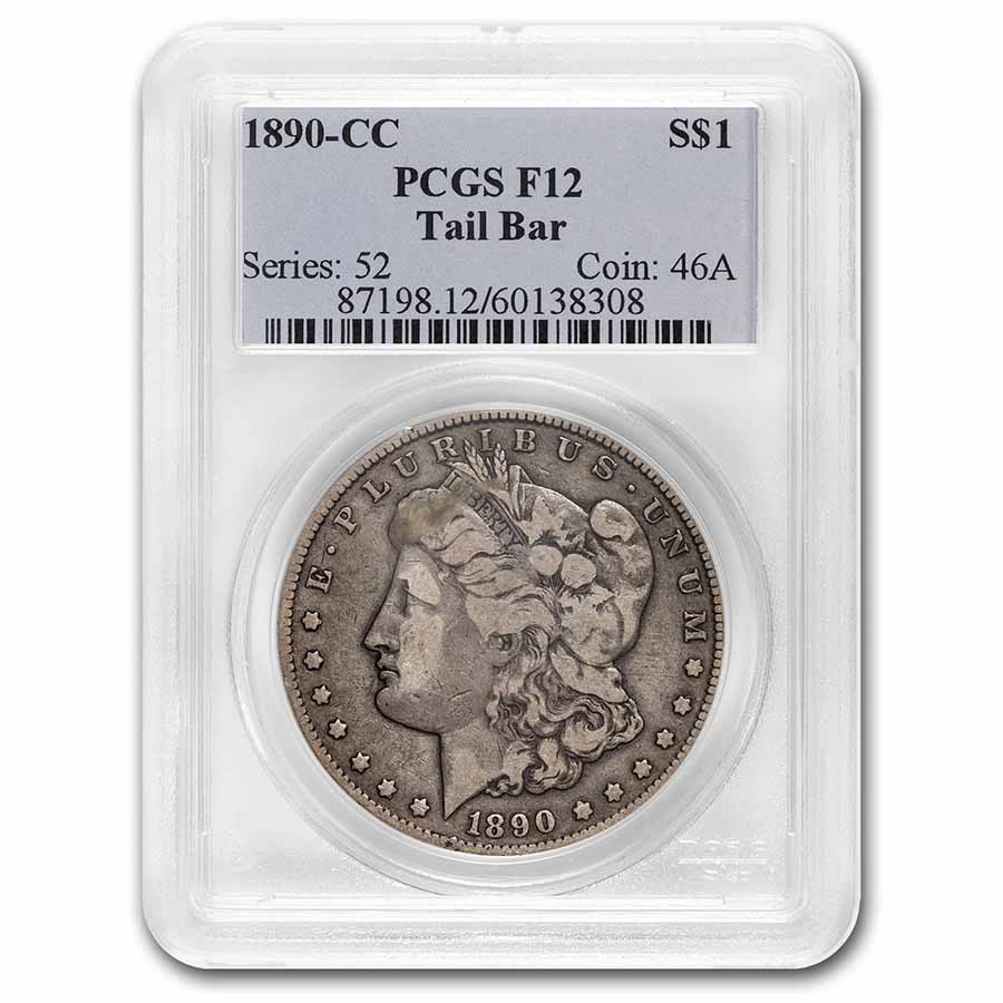 1890-CC Morgan Dollar Fine-12 PCGS (Tailbar)