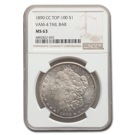 1890-CC Morgan Dollar MS-63 NGC (VAM-4, Tailbar) 1890-CC Morgan Dollar MS-63 NGC (VAM-4, Tailbar)