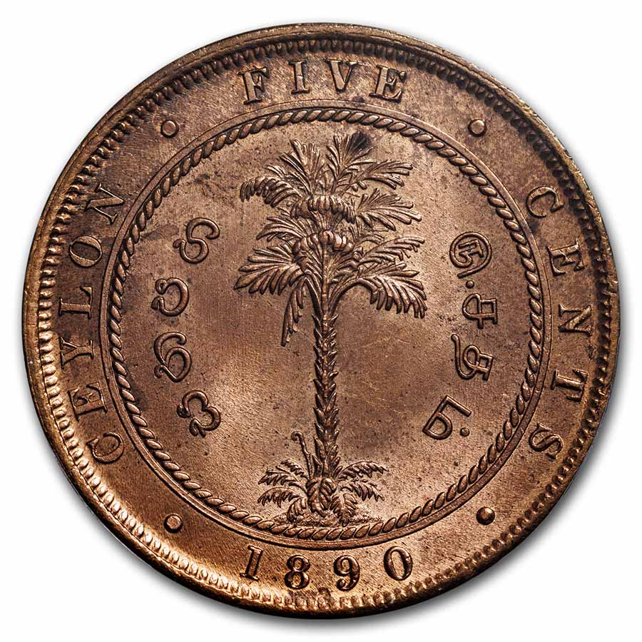 Buy 1890 Ceylon 5 Cent Queen Victoria MS-65 PCGS (Red/Brown) | APMEX