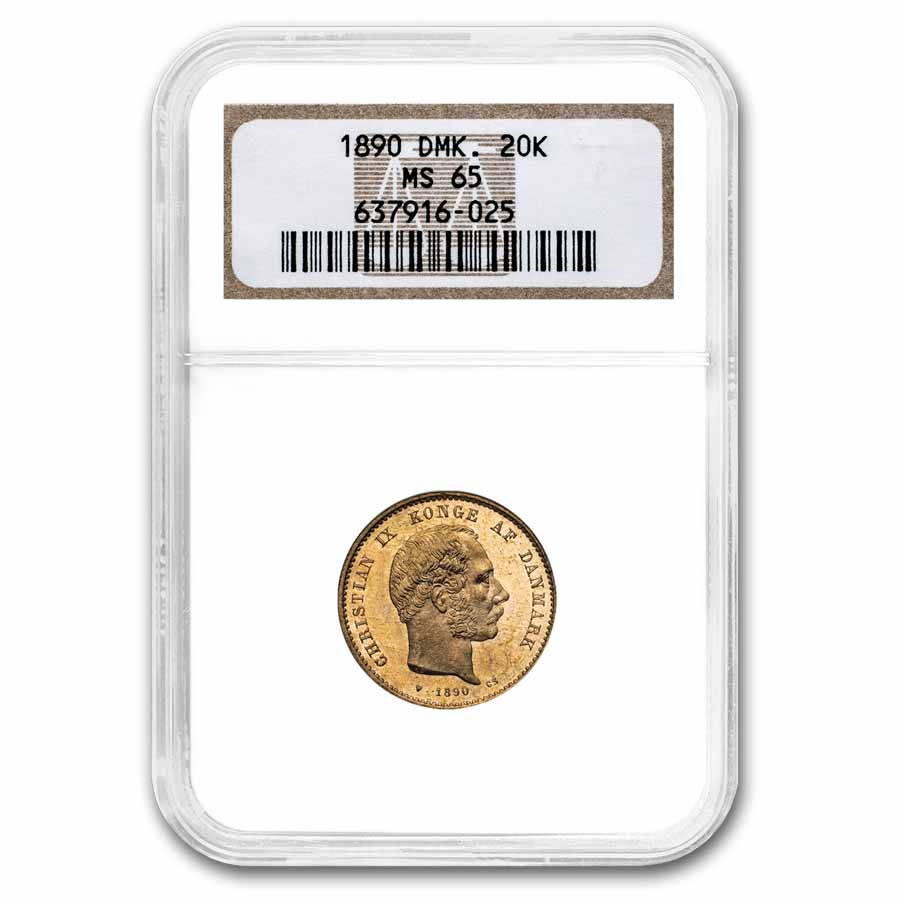 1890 Denmark Gold 20 Kroner MS-65 NGC