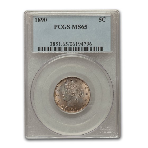 1890 Liberty Head V Nickel MS-65 PCGS 1890 Liberty Head V Nickel MS-65 PCGS