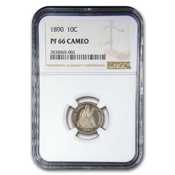 1890 Liberty Seated Dime PF-66 Cameo NGC 1890 Liberty Seated Dime PF-66 Cameo NGC