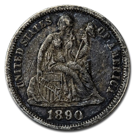 1890 Liberty Seated Dime XF (Details)