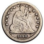 1890 Liberty Seated Quarter VG
