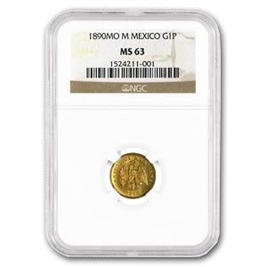 1890-Mo Mexico Gold Peso MS-63 NGC 1890-Mo Mexico Gold Peso MS-63 NGC