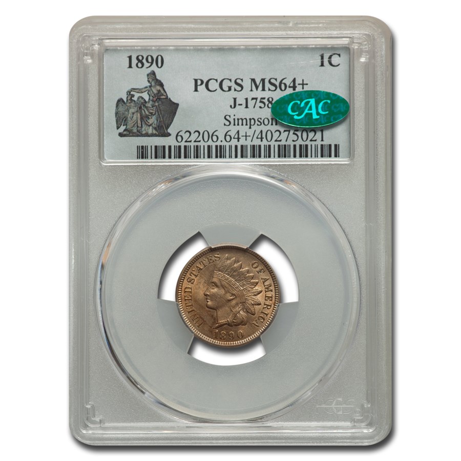 1890 One Cent Pattern MS-64+ PCGS CAC (J-1758)